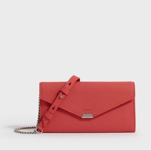 AllSaints Captain chain wallet coral pink